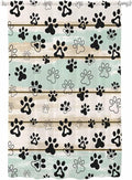 Sheer Curtains 72 Inches Long, Sage Green Beige Farmhouse Semi Sheer Curtains Light Filtering Window Treatment, Black Dog Paw Vintage Wooden Privacy Voile Drapes for Living Room Bedroom 52x72 Inch