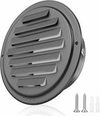 3inch 304 Stainless Steel Air Vents, Louvered Grille Cover Vent Hood Flat Ducting Ventilation Air Vent Wall Air Outlet with Fly Screen Mesh for House (3 inch Black Paint Cover （70mm）)