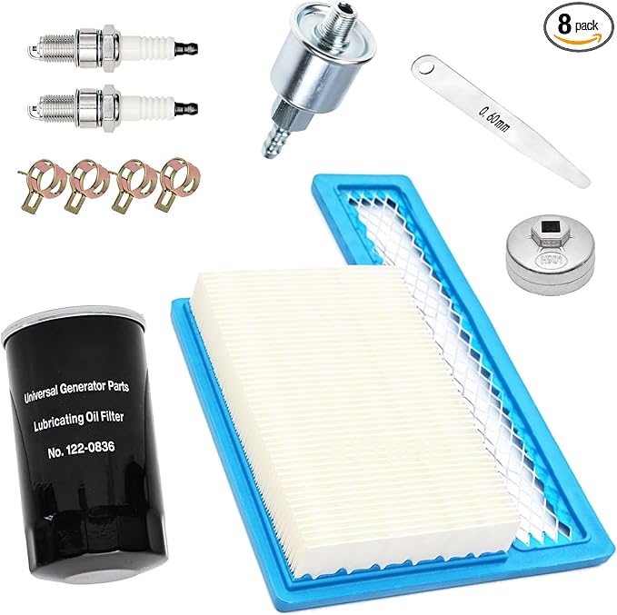 Tune Up Kit Fit for Onan Marquis Gold RV QG 5500/7000 Generators Replacement Parts 140-3116 Air Filter, 149-2341-01 Fuel Filter, 122-0836 Oil Filter & Wrench, 167-1638 Spark Plug & Gap Tool