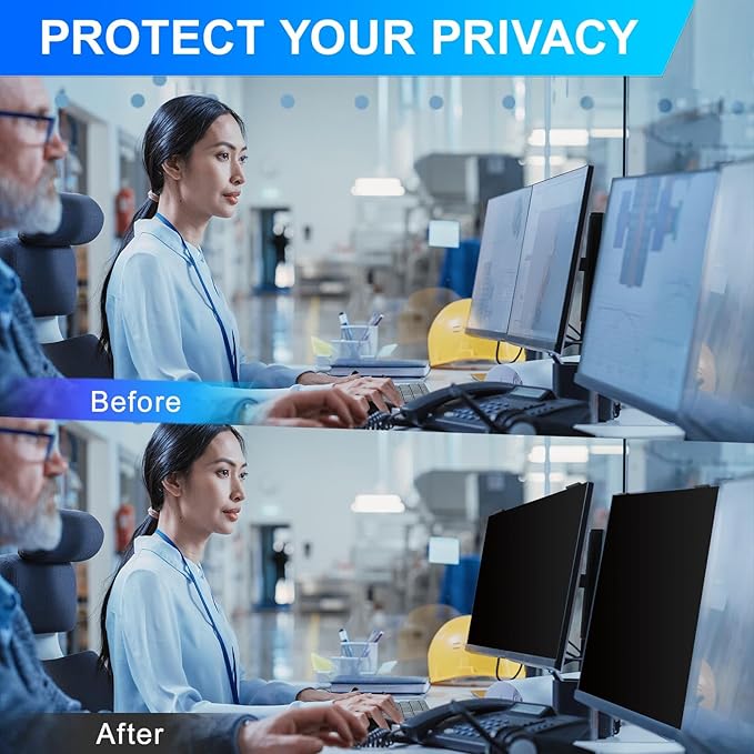 Magnetic 23.8 Inch Privacy Screen for Computer Monitor 16:9 Aspect Ratio, Hanging Removable Anti-Blue/Glare Protector Film, Anti Spy Desktop Security Private Filter 23.8in