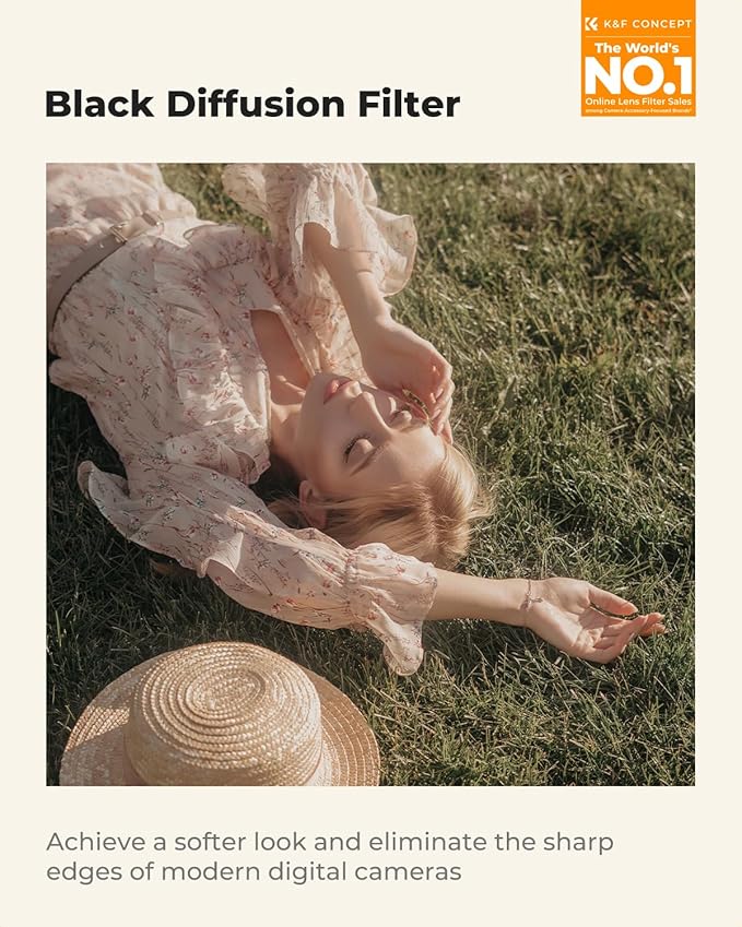 K&F CONCEPT 46mm Black Diffusion 1/4 Filter Mist Cinematic Effect Filter with 28 Multi-Layer Coatings Waterproof/Scratch Resistant for Video/Vlog/Portrait Photography