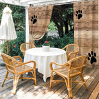 Wood Grain Outdoor Curtains for Patio Claws Animals Wooden Brown Waterproof Outside Curtains with Grommet Top Weatherproof Curtain for Cabana Pergola Gazebo, 1 Panel, 54" W x 95" L
