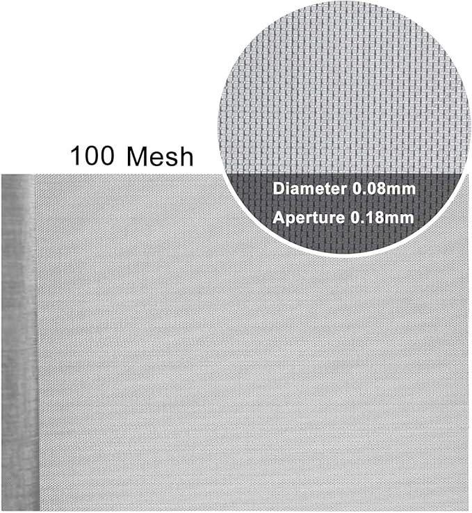 Stainless Steel Woven Wire Mesh Stainless Steel Wire Mesh 100 Mesh Filter Screen Rodent Proof Insect Mesh High Density Tear Resistant for Airbricks Garden Protection (Silver 1.2x5m