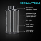 MELONFARM 4 Inch Air Carbon Filter Smelliness Control with Australia Virgin Charcoal, Odor Removal for Grow Tent, Inline Fan, 8' Ducting, Cooling & Vent Cover Included, Insulated Flange 4" x 11"