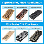 DIY Vent Cover Kit, 13.8"x11.8" Mesh Screen (4 Packs) & 16.4FT Strong Residue-Free Adhesive Tape, Bonds to Wood/Plastic & More（White）