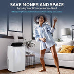 Portable Air Conditioners, 12000 BTU Powerful AC Unit Cools 550 Sq.Ft Spaces, 4-In-1 Air Conditioner Dehumidifier/Fan/Sleep Mode, Remote Control, 24H Time, Window Kit for Rooms/Officess, Black Top