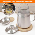 Oil Strainer, Bacon Grease Container Large Capacity Deep Fryer and Strainer Cup Combo Pan, 304 Stainless Steel Oil Separator, Ergonomic Handle, Easy to Use, Multi Functional, for