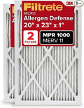 Filtrete 20x23x1 AC Furnace Air Filter, MERV 11, MPR 1000, Micro Allergen Defense, 3-Month Pleated 1-Inch Electrostatic Air Cleaning Filter, 2 Pack