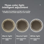Bathroom Mirror with LED Lights, Wall Mirror with Touch Sensor, Round Mirror with Demister Pad, 3 Light Modes, for Living Room and Bathroom(A,80cm/31.5in)