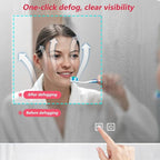 Irregular Bathroom Mirror with LED Lights, Wall Mounted Mirror with Touch Switch and Demister Pad, Drop Shape Decorative Mirror, 3 Colors Dimmable Lighting(A,29.5 * 39.4in/75 * 100cm)
