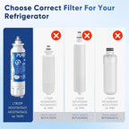 PUREPLUS LT800P NSF/ANSI 53&42 Certified Replacement for LG ADQ73613401, Kenmore 469490, 9490, ADQ73613402, ADQ736134, LSXS26326S LMXC23746S, LT120F, Refrigerator Water and Air Filter Combo, 2Pack