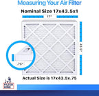 Filter King 17x43.5x1 Air Filter | 4-PACK | MERV 8 HVAC Pleated A/C Furnace Filters | MADE IN USA | Actual Size: 17 x 43.5 x .75"