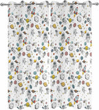 Cartoon Space Outdoor Curtains for Patio Astronauts Spacecraft Rockets Waterproof Outside Curtains with Grommet Top Weatherproof Curtain for Cabana Pergola Gazebo, 2 Pack, 54" W x 95" L