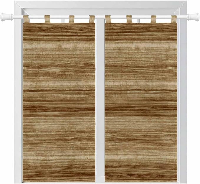 Vintage Western Bathroom Curtains 63 Inch Length, Window Curtains Tab Top, Rustic Farmhouse Wooden Grain Barn Door Light Filtering Window Treatments Drapes 52"x63" 2 Panel