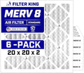 Filter King 20x20x2 Air Filter | 6-PACK | MERV 8 HVAC Pleated A/C Furnace Filters | MADE IN USA | Actual Size: 19.5 x 19.5 x 1.75"