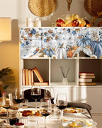 Thanksgiving Pumpkin Tie Up Valance Curtains for Windows, Kitchen Curtains Window Shades, Fall Maple Leaf Daisy Wooden Grain Light Filter Roman Curtain Valances for Bedroom/Bathroom/Cafe 54'' x 18''