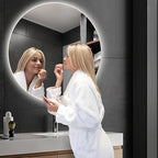 Bathroom Mirror with 3 Colour LED Lights, Lighted Bathroom Makeup Wall Mounted Mirror with Demister Pad, Touch Switch Mirror for Entryway, Bathroom, Vanity(27.5"/70cm)