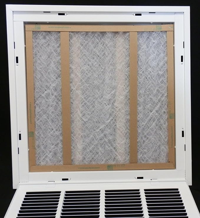 20" X 24" Steel Return Air Filter Grille for 1" Filter - Easy Plastic Tabs for Removable Face/Door - HVAC DUCT COVER - Flat Stamped Face -White [Outer Dimensions: 21.75w X 25.75h]