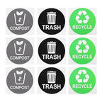 9pcs Trash Can Classification Stickers Self-Adhesive Recycling Decals for Easy Waste Sorting Options for Home and Kitchen Use