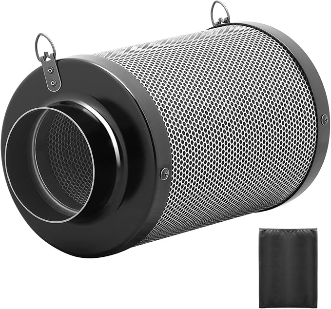 iPower Air Carbon Filter 4" Smelliness Control with Australia Virgin Charcoal, Reversible Flange and Pre-Filter, Scrubber Fit with Inline Duct Fans for Grow Tents and Hydroponics Systems