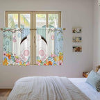 Easter Kitchen Tier Curtains 45 Inch Long 2 Panel Set,Rod Pocket Short Window Treatment,Spring Watercolor Bunny Eggs Wood Grain Teal Blue Light Filtering Curtains & Drapes for Bathroom 27.5"W x 45"L