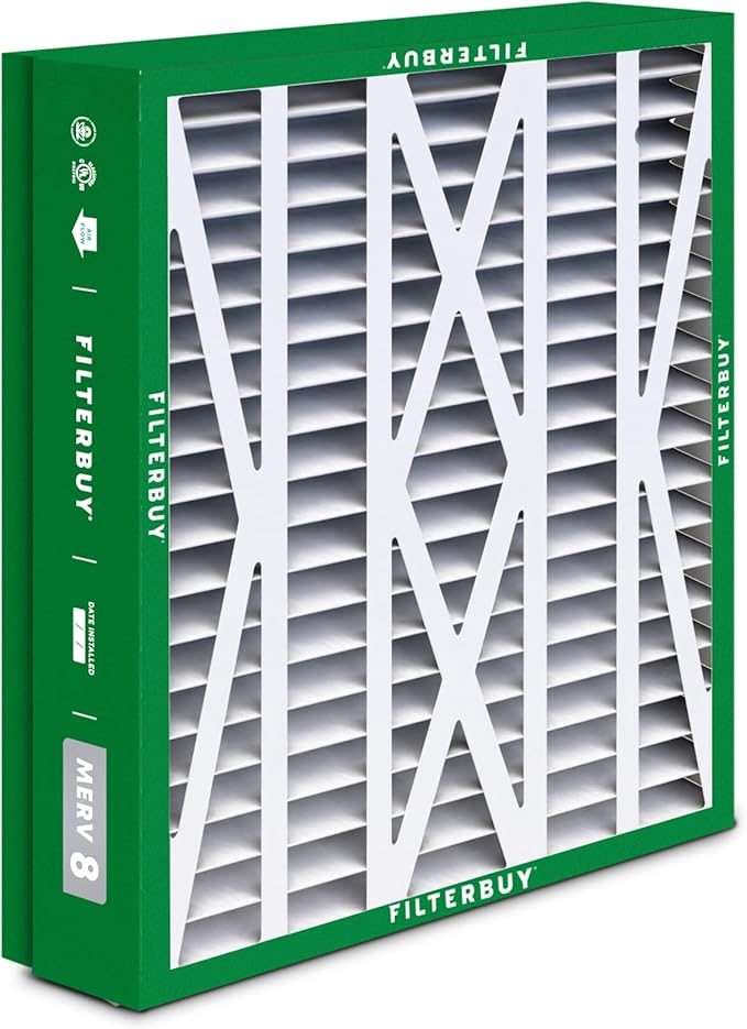 Filterbuy 24.5x27x5 Air Filter MERV 8 Essential Dust & Allergy Defense (2-Pack), Pleated HVAC AC Furnace Filters for Trane, American Standard, Honeywell, and More (Actual Size: 24.06 x 26.13 x 4.97)