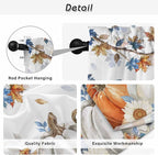 Navy Blue Pumpkin Fall Kitchen Tier Curtains 24 Inch Long 2 Panel Set,Rod Pocket Cafe Small Window Curtains Over Sink,Thanksgiving Maple Leaves Branches Short Drapes for Bathroom Cabinet 27.5"W x 24"L