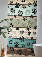 Sheer Curtains 108 Inches Long, Sage Green Brown Paw Prints Semi Sheer Curtains Light Filtering Window Treatment, Vintage Farmhouse Wooden Grain Privacy Voile Drapes for Living Room 52x108 Inch