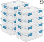 Sterilite 8-Pack Gasket Box, Weather-Resistant Storage Bins with Latching Lids, 37 Quart - Heavy-Duty Organizing Containers for Closet, Bathroom, and Office