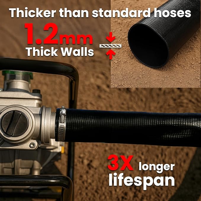 XtremepowerUS Backwash Hose Extra Heavy-Duty Pool Drain Hose 2" x 100 ft – 47 MIL Thickness Drain Hose with Clamp for Filter Pump or Sump Discharge