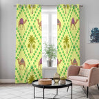 2 Panel Kitchen Cafe Curtains, Desert Sand Camels Sunlight Filtering Nature Air Through, Window Decor Tier Curtains for Living Room 104W x 96L inch Palm Trees Tropical Plants Polka Dot Yellow