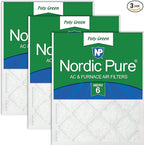 Nordic Pure 16x25x1 (Actual Size: 15 1/2 x 24 1/2 x 3/4) Poly Green MERV 6 AC Furnace Air Filters – Reduces Dust, Pollen, Pet Dander & Allergens – 3-Pack