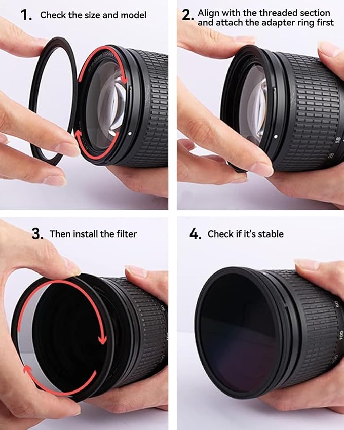67-72mm Metal Step-Up/Down Ring Adapter Compatible with Mirrorless Cameras DSLR Lens, UV CPL ND Filter Thread Converter, Black