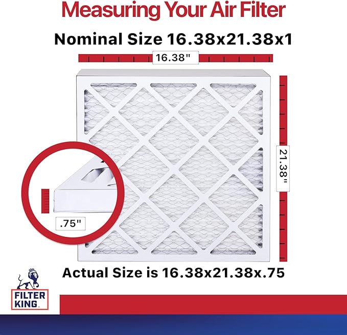 Filter King 16.38x21.38x1 Air Filter | 6-PACK | MERV 11 HVAC Pleated A/C Furnace Filters | MADE IN USA | Actual Size: 16.38 x 21.38 x .75"