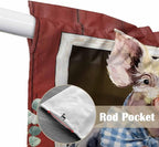 Pig Sunflowers Swag Valances for Windows, Eucalyptus Leaves Floral Bees Red Barn Rod Pocket Kitchen Curtains Valance, Small Window Curtains Swag for Cafe Bathroom Living Room, 2 Panels, 28x36 inch
