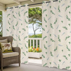 Leaf Outdoor Curtains for Patio Summer Jugal Leaves Pastoral Plant Linen Waterproof Outside Curtains with Grommet Top Weatherproof Curtain for Cabana Pergola Gazebo, 1 Panel, 54" W x 84" L