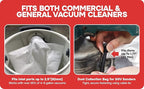 Dust Collection Bag (Large, 3-Pack) Shop Vac–Ready Vacuum Bags with High-Efficiency Filter Media, Easy Swap, Exclusive One-Hand Quick-Release Strap, Shop Vac Hose Fits up to 62mm