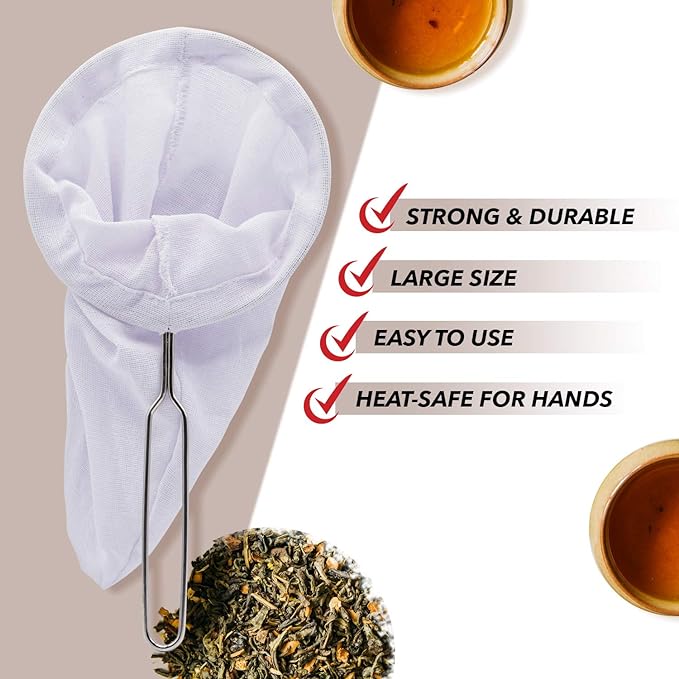 Tea Filter Reusable Stainless Steel Strainer, Friendly Using Durable, for a Healthier Tea Experience - Compatible with All Tea Types Includes Coffee Strainer Colador de Cafe Size 5.5 Inches