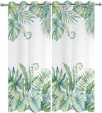 Leaves Outdoor Curtains for Patio Green Leaf Tropical Plants Farmhouse Pastoral Waterproof Outside Curtains with Grommet Top Weatherproof Curtain for Cabana Pergola Gazebo, 2 Pack, 54" W x 84" L