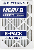Filter King 29.5x36x1 Air Filter | 6-PACK | MERV 8 HVAC Pleated A/C Furnace Filters | MADE IN USA | Actual Size: 29.5 x 36 x .75"