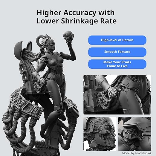 ANYCUBIC ABS-Like Resin 3.0, 3D Printer Resin with Enhanced Strength and Toughness, High Precision and Minimal Shrinkage, Wide Compatibility for All LCD Resin 3D Printers (Black, 4kg)