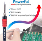 WEP 948DQ-III Fume Extractor Double Filtering with 110W Soldering Iron Station 2-in-1 Solder Smoke Absorber, with PID Control, ℉/℃, Sleep Mode, Tip Cleaner, 3 Soldering Tips, 35g Solder