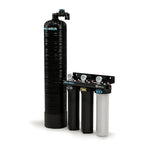 PRO+AQUA Elite Whole House Water Filter 3 Stage Well Water Filtration System w/Gauges, PR Button, 1” Ports, Filter Set (3-Stage + 20 GPM Salt-Free Bundle)