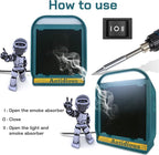 Antidious Fume Extractor Solder Smoke Absorber Portable Filter with LED Light for Soldering DIY Fan Extraction Equipment with Spare Activated Carbon for Braze Welding Soldering,Fume Prevention Remover