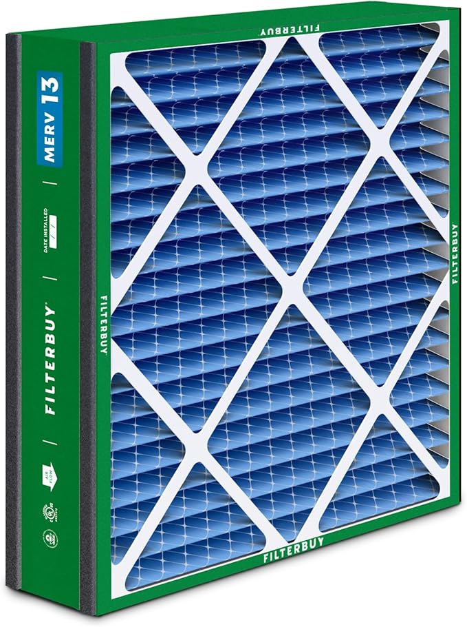 Filterbuy 20x20x5 Air Filter MERV 13 Optimal Smoke & Allergy Defense (3-Pack), Electrostatic Pleated HVAC AC Furnace Filters for Trion Air Bear 255649-103 & More (Actual Size: 19.63 x 20.63 x 4.88)