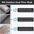 304 Stainless Steel Woven Wire Mesh, Metal Mesh Panel, 150 Mesh Ultra-Fine Filter Screen for Cabinet Ventilation & Window Screen Replacement, Wire Cloth, Insect Barrier