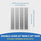 20x30 Return Air Grille [Duct Opening Size],Return Air Vent Cover for Wall Or Ceiling,Steel Return Air Filter Grilles Removable Face/Door for 1 Inch Filters (20"W x 30"H [Duct Opening])
