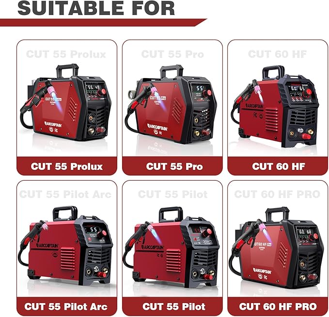 ARCCAPTAIN AG-60 Plasma Cutter Torch Consumables, 50Pcs .040'' SG-55 AG-60 WSD-60 Plasma Cutter Torch Accessories for CUT55 PRO, CUT55 PROLUX, CUT 55PILOTARC,CUT 55PIL0T, CUT 60HF, CUT 60HF PRO