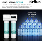 KRAUS Purita 2-Stage Under Sink Water Filtration System with Digital Display Monitor, FS-1001
