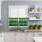 Farm Retro Green Wood Grain Window Valance Curtains, Rustic Wooden Plank Texture Light Filtering Kitchen Valance with 3-inch Rod Pocket for Living Room Bathroom Bedroom,2 Panel,27.5x24In
